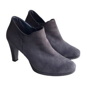 Paul Green Jazzy Chelsea Booties Heeled Ankle Boots Size UK 5 Gray Suede Leather